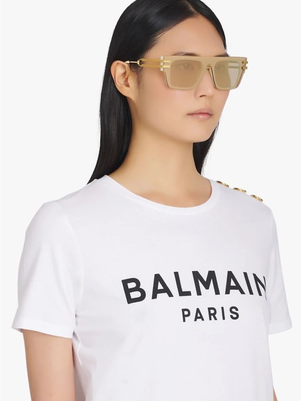 Balmain Gold Oversized Square-Frame Sunglasses